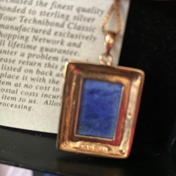 Lapis pendant w/chain by Technibond 18Kt gold bonded to Sterling Silver New - Picture 5 of 8